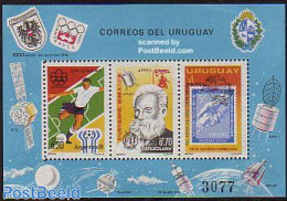 Uruguay 1976 Mixed Issue S/s, Mint NH, Science - Sport - Transport - Telephones - Football - Olympic Winter Games - St.. - Télécom