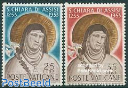 Vatican 1953 Clara Of Assisi 2v, Mint NH, Religion - Religion - Ungebraucht