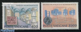 Vatican 1987 Philatelic & Numismatic Museum 2v, Mint NH, Various - Stamps On Stamps - Money On Stamps - Art - Museums - Nuevos