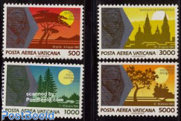 Vatican 1990 Pope World Travels 4v, Mint NH, Nature - Religion - Trees & Forests - Churches, Temples, Mosques, Synagog.. - Ungebraucht