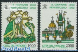 Vatican 1993 Saint John Of Nepomuk 2v, Mint NH, Nature - Religion - Fish - Religion - Art - Bridges And Tunnels - Unused Stamps