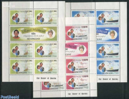 Saint Vincent 1981 Royal Wedding 3 M/ss, Mint NH, History - Transport - Charles & Diana - Kings & Queens (Royalty) - S.. - Case Reali
