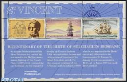 Saint Vincent 1972 Charles Brisbane S/s, Mint NH, History - Transport - Coat Of Arms - Ships And Boats - Boten