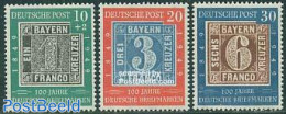 Germany, Federal Republic 1949 Stamp Centenary 3v, Mint NH, Stamps On Stamps - Nuevos