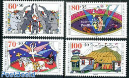 Germany, Federal Republic 1989 Youth, Circus 4v, Mint NH, Nature - Performance Art - Elephants - Horses - Circus - Mus.. - Unused Stamps