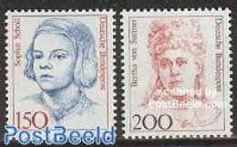 Germany, Federal Republic 1991 Definitives, Women 2v, Mint NH, History - Nobel Prize Winners - Women - Art - Authors - Neufs