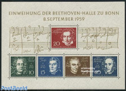 Germany, Federal Republic 1959 Beethoven Hall S/s, Mint NH, Performance Art - Music - Staves - Ongebruikt