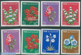 Yemen, Arab Republic 1964 Flowers 8v Imperforated, Mint NH, Nature - Flowers & Plants - Sonstige & Ohne Zuordnung