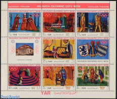 Yemen, Arab Republic 1971 Olympic City, Opera 7v M/s, Mint NH, Performance Art - Sport - Music - Theatre - Olympic Games - Musik