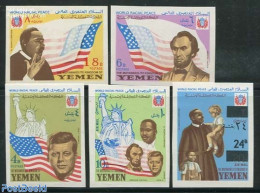 Yemen, Kingdom 1968 World Peace 5v Imperforated, Mint NH, History - American Presidents - Sir Rowland Hill - Rowland Hill