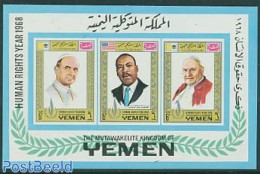 Yemen, Kingdom 1968 Human Rights S/s, Mint NH, History - Religion - Human Rights - Pope - Religion - Papi