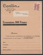 Pub Machines à écrire CONTIN Affr. PREO Houyoux 3c 1924 Pour Verreries Et Gobleteries Nouvelles à MANAGE - Typos 1922-31 (Houyoux)