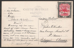 Enclave Du LADO - CP Jouba (Congo) De LOKA Affr. Soudan 3mil Obl. Du Nil Blanc "WNTP /14.2.1909" Pour ANVERS - Exépdiée  - Lettres & Documents