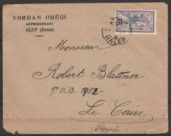 Syrie - L. Affr. N°64 Càd ALEP /-6-8-1924 Pour LE CAIRE (au Dos: Càd Arrivé CAIRO) (enveloppe Réparée Au Dos) - Storia Postale