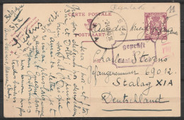 EP CP 40c Petit Sceau De L'Etat Càd SPA /-2-10-1940 Pour Prisonnier Au STALAG XI A - Cachet Censure Stalag XI A - WW II (Covers & Documents)