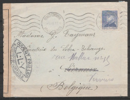 Monaco - L. Affr. N°233 Flam. "MONACO-CONDAMINE /14.V.1945" Pour LIERNEUX Réexpédiée à VERVIERS - Bande Et Cachet Censur - Weltkrieg 1939-45 (Briefe U. Dokumente)