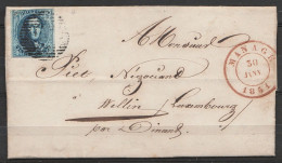 L. Datée 30 Janvier 1851 De Seneffe Affr. N°4 Càd MANAGE /30 JANV 1851 Pour WELLIN Par Dinant (au Dos : Càd T18 WELLIN) - 1849-1850 Médaillons (3/5)