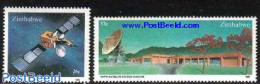 Zimbabwe 1985 Satellite Station 2v, Mint NH, Science - Transport - Telecommunication - Space Exploration - Télécom