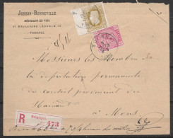 L. Négociant En Vins Recommandée Affr. N°32 (Bdf) + 38 Càd TOURNAI /5 OCTO 1884 Pour Députation Permanente Du Conseil Pr - 1869-1883 Leopoldo II
