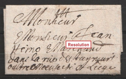 L. Datée 28 Février 1679 De BOUILLON Pour "marchand Dans La Rue" à LIEGE (superbe) - 1621-1713 (Spanish Netherlands)