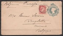Canada - EP 2c + 5c Càd MONTREAL /JA 27 189? Pour BRUGELETTE - 1860-1899 Regno Di Victoria