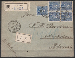 Chili - L. Recommandée A.R. Affr. 5x5c Càd SANTIAGO /15 II 1897 Pour AMSTERDAM Via Cordillera (au Dos: Càd BUENOS AIRES  - Chile