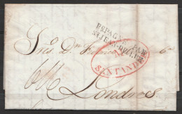 L. Datée 19 Juillet 1833 De SANTANDER Pour LONDRES - Griffe "ESPAGNE PAR / ST. JEAN-DE LUZ" - Cachet Oval "M. SANTANDER" - ...-1850 Prephilately