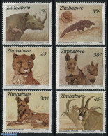 Zimbabwe 1989 Animals 6v, Mint NH, Nature - Animals (others & Mixed) - Cat Family - Rhinoceros - Zimbabwe (1980-...)