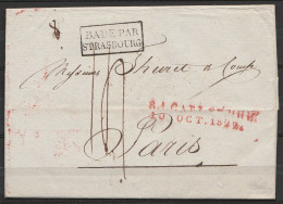L. Datée 10 Octobre 1822 De CARLSRUHE Pour PARIS - Encadr. [BADE PAR STRASBOURG] - Griffe "R.1. CABt …./ 10 OCT.1822" -  - 1801-1848: Precursors XIX