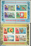 Congo Dem. Republic, (zaire) 1979 Zaire Expedition 2 S/s, Mint NH, History - Nature - Explorers - Geology - Elephants - Onderzoekers