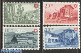 Switzerland 1948 Pro Patria 4v, Mint NH, Nature - Dogs - Art - Architecture - Unused Stamps