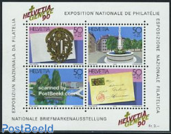 Switzerland 1990 GENEVE 90 Stamp Exposition S/s, Mint NH, Philately - Post - Stamps On Stamps - Art - Bridges And Tunn.. - Ongebruikt