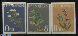 Albania 1962 Flowers 3v Imperforated, Mint NH, Health - Nature - Health - Flowers & Plants - Albanië