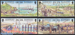 Alderney 1997 History 4x2v [:], Mint NH, History - Nature - Transport - Various - History - Horses - Railways - Ships .. - Treni
