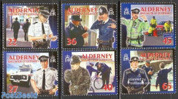Alderney 2003 Police 6v, Mint NH, Sport - Transport - Various - Cycling - Automobiles - Police - Radsport
