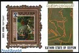 Aden 1967 Seiyun, Gaugin Painting S/s, Mint NH, Nature - Horses - Art - Modern Art (1850-present) - Paintings - Paul G.. - Sonstige & Ohne Zuordnung