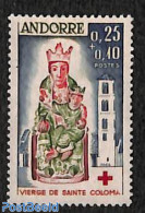 Andorra, French Post 1964 Red Cross, Madonna Of Santa Coloma 1v, Mint NH, Health - Religion - Red Cross - Churches, Te.. - Unused Stamps