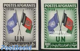 Afghanistan 1958 UNO Day 2v Imperforated, Mint NH, History - Flags - Afghanistan