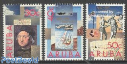 Aruba 1992 Discovery Of America 3v, Mint NH, History - Nature - Transport - Explorers - Shells & Crustaceans - Ships A.. - Onderzoekers