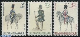 Belgium 1981 Military Uniforms 3v, Mint NH, Nature - Various - Horses - Uniforms - Ongebruikt