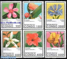 Congo Republic 1996 Flowers 6v, Mint NH, Nature - Flowers & Plants - Otros & Sin Clasificación