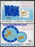 Cyprus 1988 Customs Agreement 2v, Mint NH, History - Various - Europa Hang-on Issues - Flags - Maps - Unused Stamps