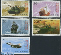 China People’s Republic 1997 Folk Army 5v, Mint NH, History - Transport - Militarism - Aircraft & Aviation - Ships A.. - Ongebruikt