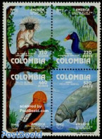 Colombia 1993 UPAEP, Endangered Animals 4v [+], Mint NH, Nature - Animals (others & Mixed) - Birds - Monkeys - Sea Mam.. - Colombia