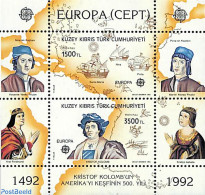 Turkish Cyprus 1992 Europa, Columbus S/s, Mint NH, History - Transport - Various - Europa (cept) - Explorers - Ships A.. - Onderzoekers