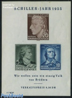 Germany, DDR 1955 Schiller S/s, Mint NH, Art - Authors - Autres & Non Classés