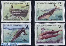 Dominican Republic 1995 Sea Mammals 4v, Mint NH, Nature - Sport - Sea Mammals - Diving - Tauchen