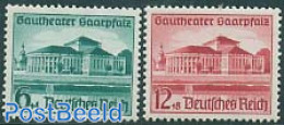 Germany, Empire 1938 Saarbrucken Theatre 2v, Mint NH, Performance Art - Theatre - Unused Stamps