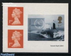 Great Britain 2001 Submarines 1v S-a In Booklet Pane, Mint NH, History - Transport - Decorations - Ships And Boats - Nuovi