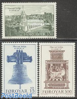 Faroe Islands 1989 Torshavn Church 3v, Mint NH, Religion - Churches, Temples, Mosques, Synagogues - Religion - Churches & Cathedrals